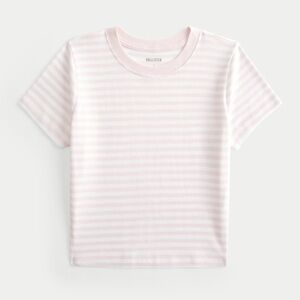 Hollister Baby Tee - cropped - pink stripes